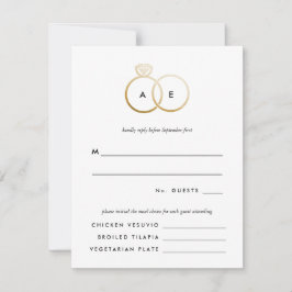 Tarjeta de respuesta RSVP de la boda de los anillo