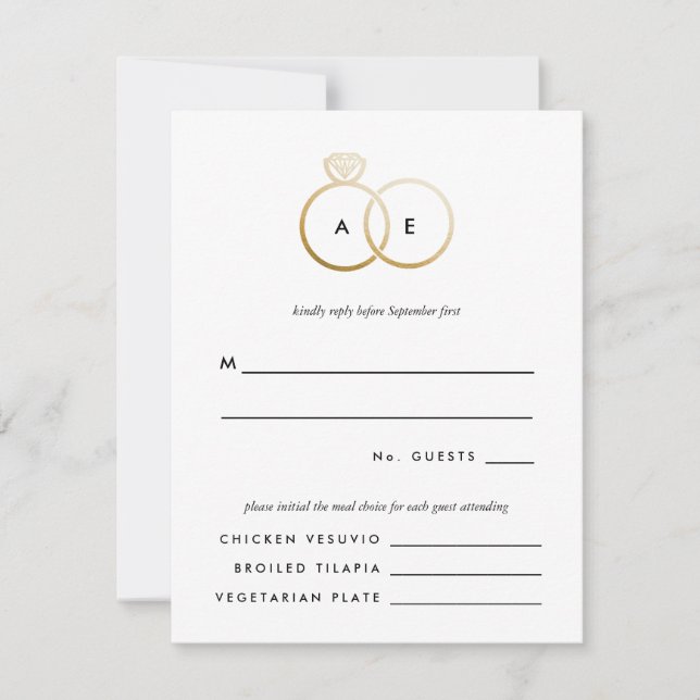 Tarjeta de respuesta RSVP de la boda de los anillo (Anverso)