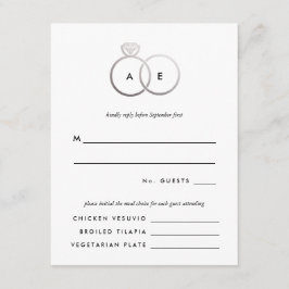 Tarjeta de respuesta RSVP de la boda de los anillo