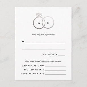 Tarjeta de respuesta RSVP de la boda de los anillo