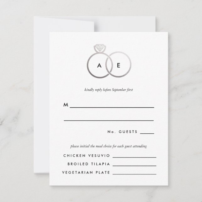 Tarjeta de respuesta RSVP de la boda de los anillo (Anverso)