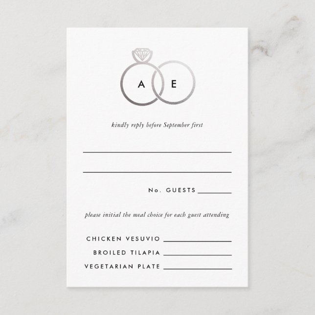 Tarjeta de respuesta RSVP de la boda de los anillo (Anverso)