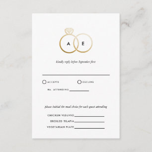 Tarjeta de respuesta RSVP de la boda de los anillo