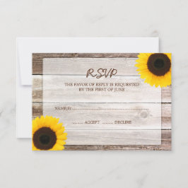 Tarjeta de respuesta RSVP de la boda de madera de 