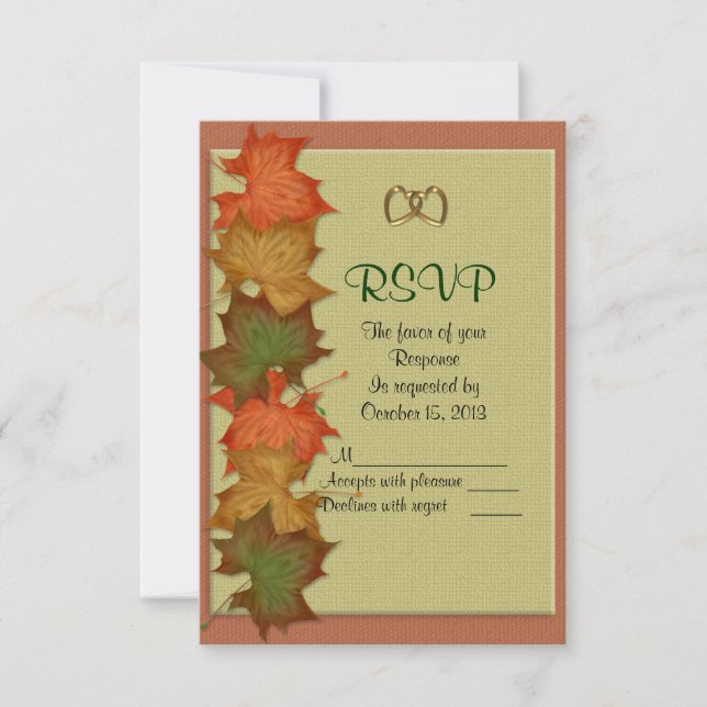 Tarjeta de respuesta RSVP de la boda de otoño (Anverso)