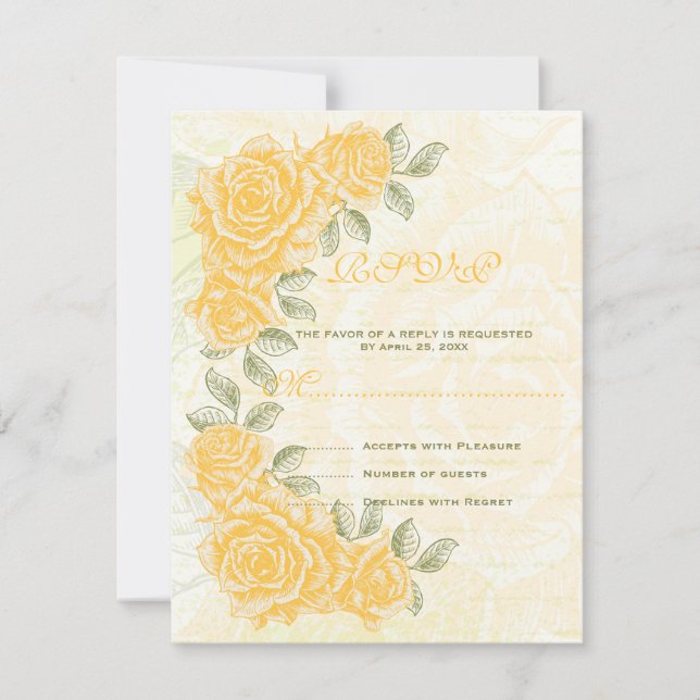 Tarjeta de respuesta RSVP de la boda de rosas amar (Anverso)