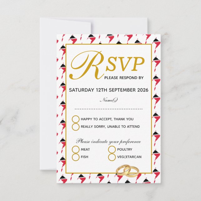 Tarjeta de respuesta RSVP de la boda de TRINIDAD T (Anverso)