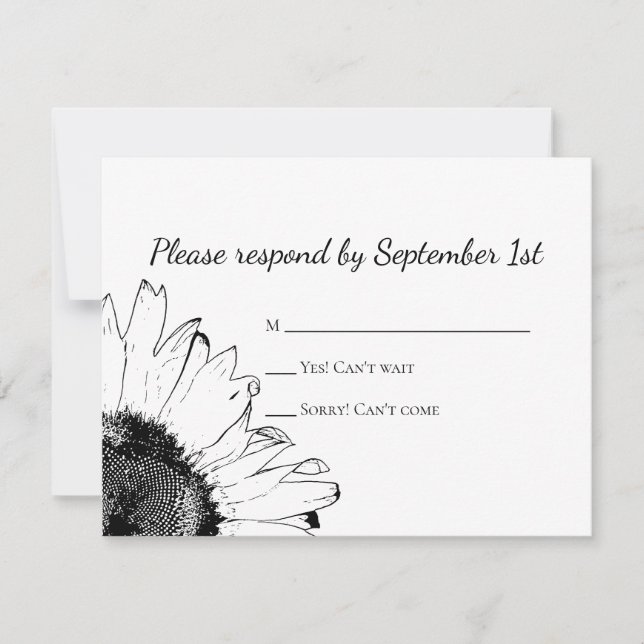 Tarjeta de respuesta RSVP de la boda del girasol b (Anverso)