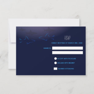 Tarjeta de respuesta RSVP de la boda del tiburón a