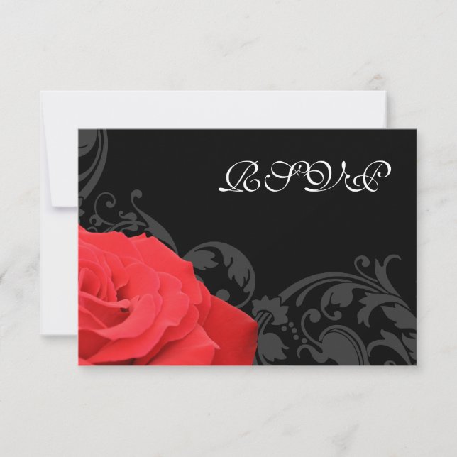 Tarjeta de respuesta RSVP de la boda Red Rose Flou (Anverso)