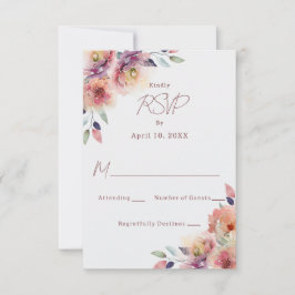 Tarjeta de respuesta RSVP de la boda rosa de Rubor