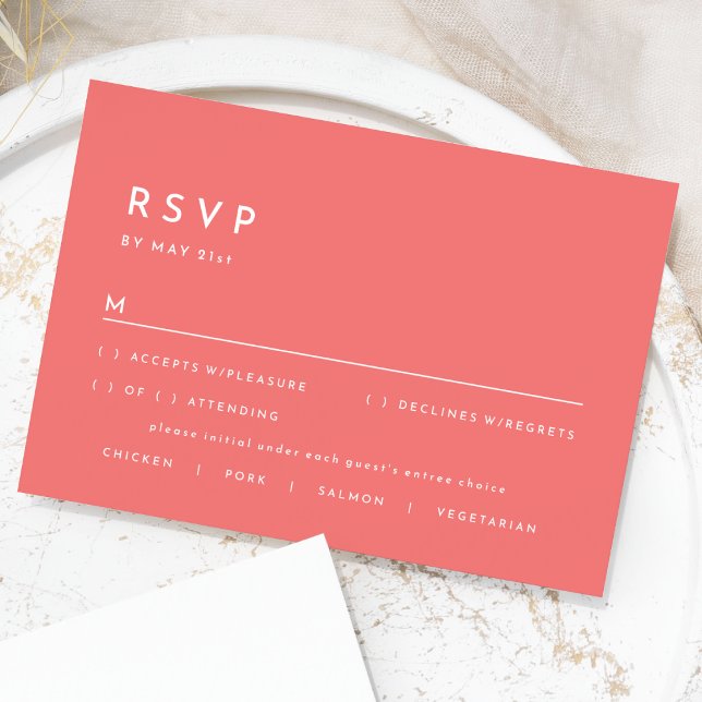 Tarjeta de respuesta RSVP de la boda rosa Minimali (Subido por el creador)