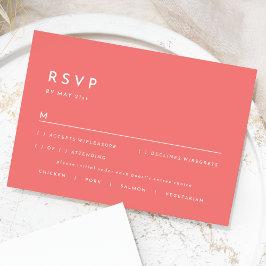Tarjeta de respuesta RSVP de la boda rosa Minimali