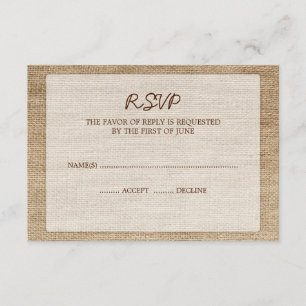 Tarjeta de respuesta RSVP de la boda rústica Burla