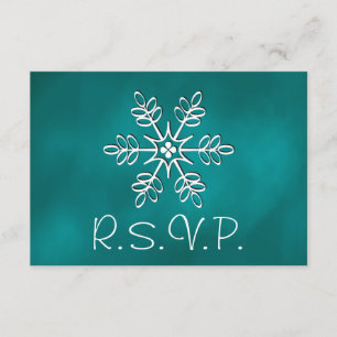 Tarjeta de respuesta RSVP de la boda verde azulada