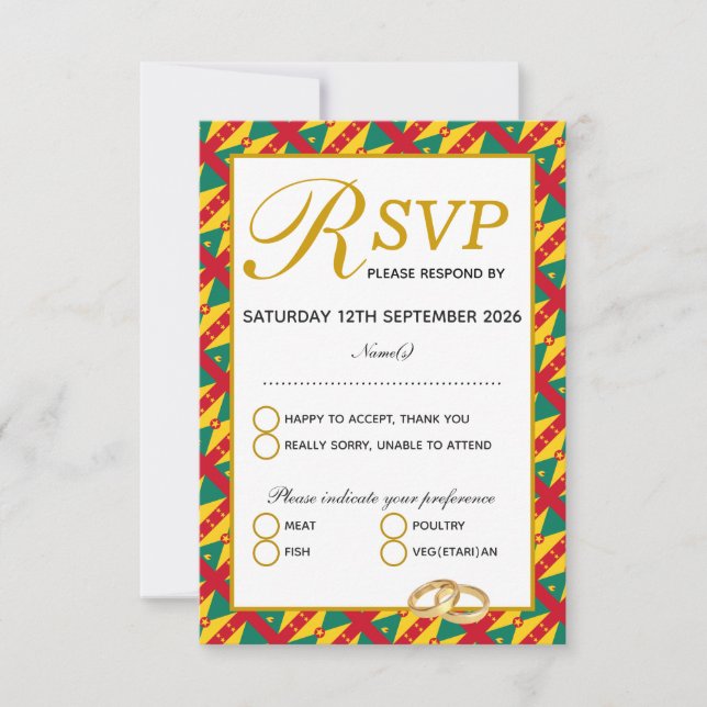 Tarjeta de respuesta RSVP de la celebración de Bod (Anverso)