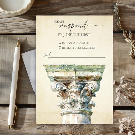 Tarjeta de respuesta RSVP de la columna griega de