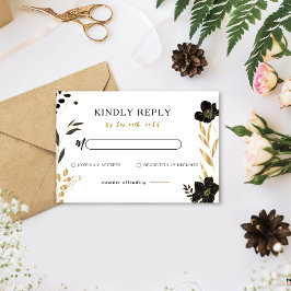Tarjeta de respuesta RSVP de la elegante boda flor