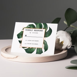 Tarjeta de respuesta RSVP de la hoja de palma trop