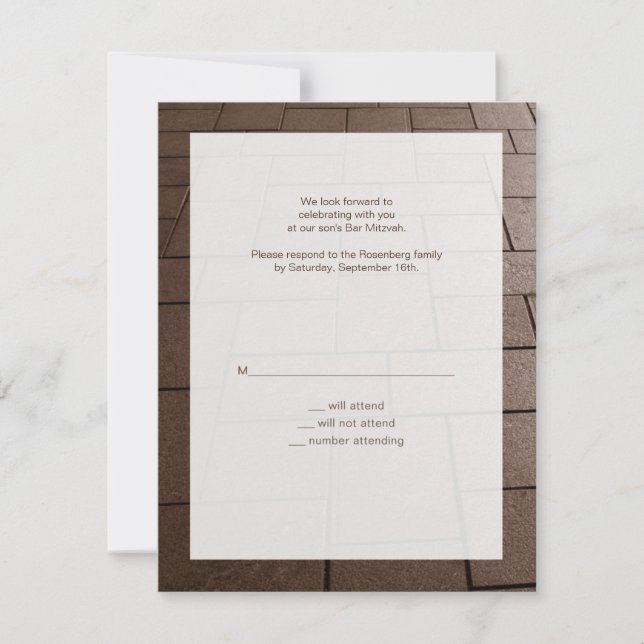 Tarjeta de respuesta RSVP de la película Bar Mitzv (Anverso)