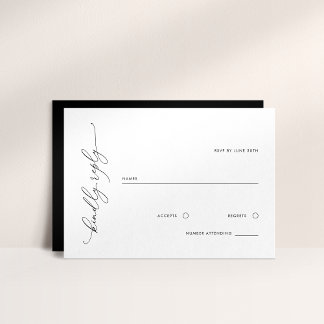 Tarjeta de respuesta RSVP de la simple boda blanca