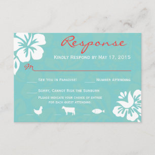 Tarjeta de respuesta RSVP de las flores de la play