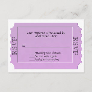 Tarjeta de respuesta RSVP de Lavender Ticket Look