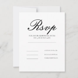 Tarjeta de respuesta RSVP de lenguaje español eleg