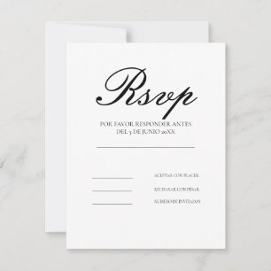 Tarjeta de respuesta RSVP de lenguaje español eleg