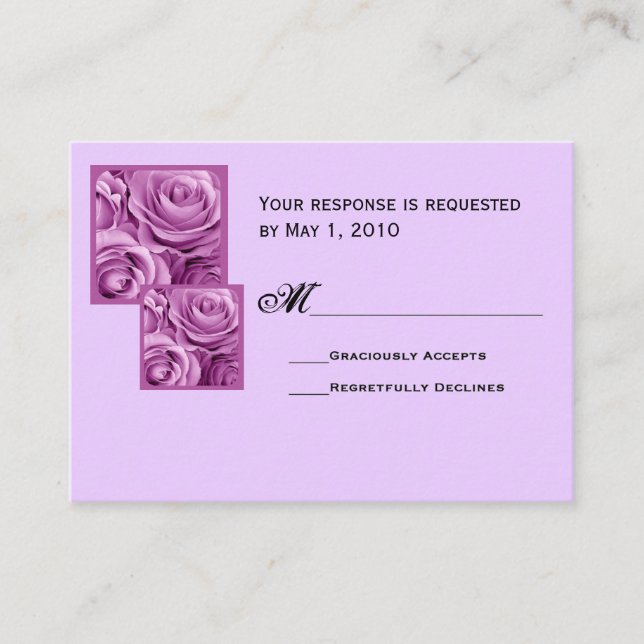 Tarjeta de respuesta RSVP de LILAC PURPLE Wedding (Anverso)