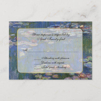 Tarjeta de respuesta RSVP de lilies de agua de Mon