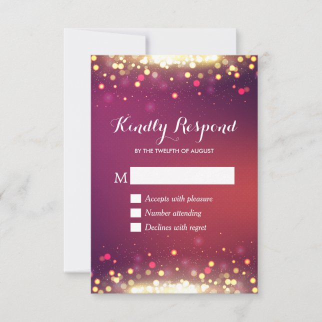 Tarjeta de respuesta RSVP de los Purpurinas de oro (Anverso)