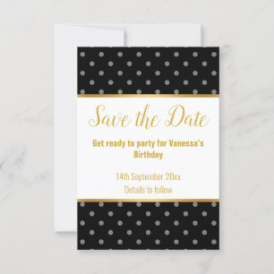 TARJETA DE RESPUESTA RSVP DE MANCHA NEGRA GRIS ORO