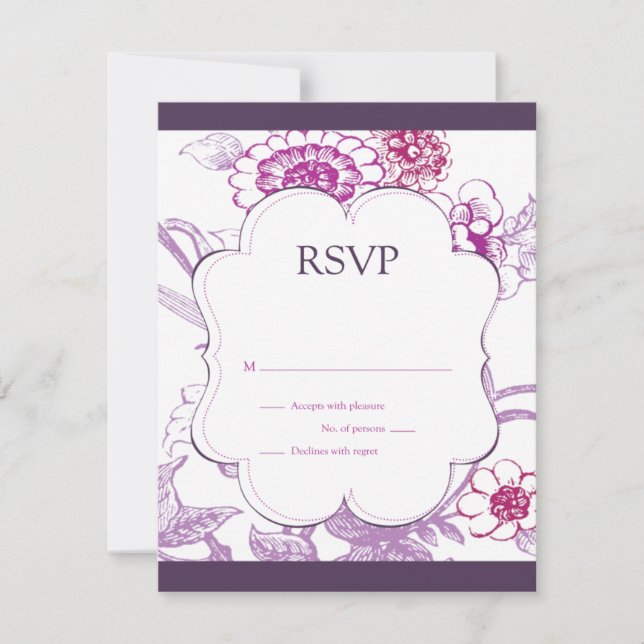 Tarjeta de respuesta RSVP de mariposa púrpura (Anverso)