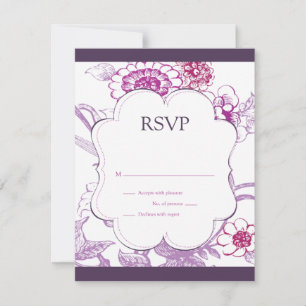 Tarjeta de respuesta RSVP de mariposa púrpura