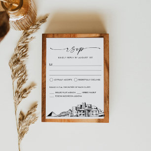 Tarjeta de respuesta RSVP de Memphis Skyline Weddi