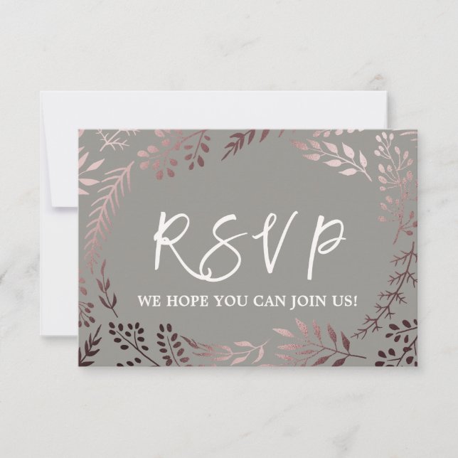 Tarjeta de respuesta RSVP de menú elegante en gris (Anverso)