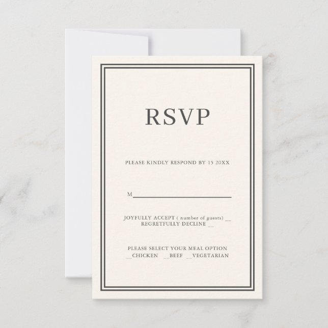 Tarjeta de respuesta RSVP de minimalismo moderno (Anverso)