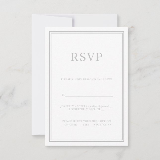 Tarjeta de respuesta RSVP de minimalismo moderno g (Anverso)