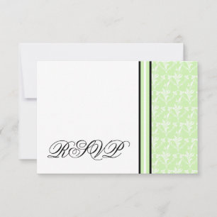 Tarjeta de respuesta RSVP de Mint Green Damask