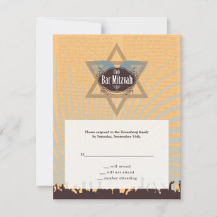 Tarjeta de respuesta RSVP de Mitzvah Bar Club