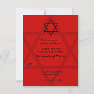 Tarjeta de respuesta RSVP de Mitzvah de Bar Negro