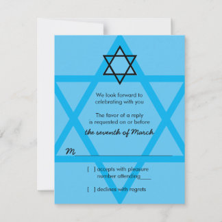 Tarjeta de respuesta RSVP de Mitzvah de barra negr