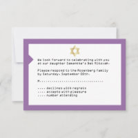 Tarjeta de respuesta RSVP de Mitzvah Ticket Bat Mi