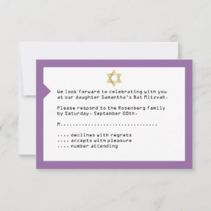 Tarjeta de respuesta RSVP de Mitzvah Ticket Bat Mi