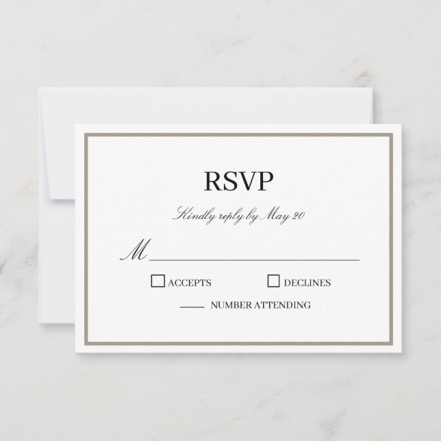 Tarjeta de respuesta RSVP de monograma clásico sim (Anverso)