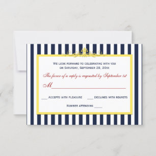 Tarjeta de respuesta RSVP de Navegación con rayas 