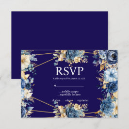 Tarjeta de respuesta RSVP de Navy Blue and Gold Me