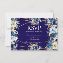 Tarjeta de respuesta RSVP de Navy Blue and Gold Me