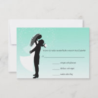 Tarjeta de respuesta RSVP de Ombre Silhouette verd